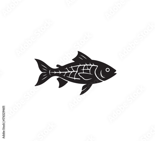 Dark Depths A Skeleton Fish Illustration, Evoking the Mystique of the Ocean with Anatomical Detail, Ideal for Aquatic Themes and Designs