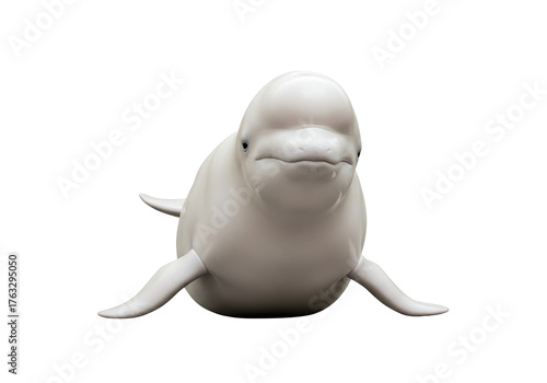 Obraz na plátně Isolated Beluga Whale, Swimming Wildlife Animal in North Sea, Gray Ocean Aquatic