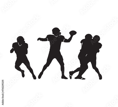 Gridiron Action Dynamic Silhouettes of Football Players in Motion on the Field, Capturing the Essence of Competition and Teamwork