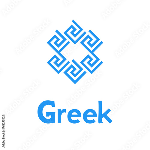 logo for Greek seafood restaurant, wine bar, olive oil brand, Greek yogurt brand. greek key icon for cafe, hotel, resort, spa, hammam, travel agency, tourism