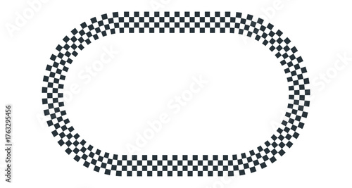 race track frame, rounded oval racetrack, circuit outline,. black and white border for racing motorsport.