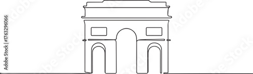 india gate one continuous line art, Vector illustration, One line art, Line art graphic style