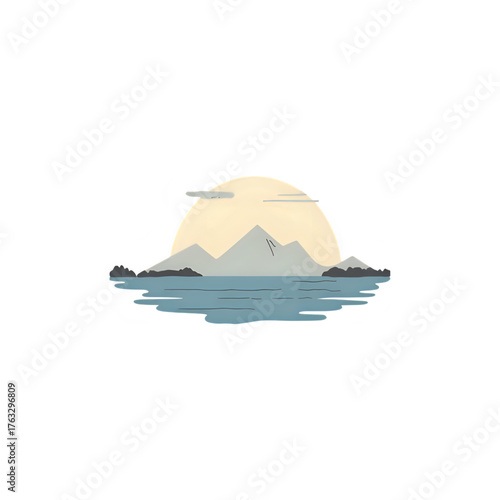 Sean and mountain vector ilistration 