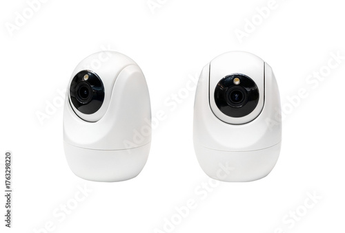 Portable CCTV cameras isolated on a transparent or white background. Baby video monitor.