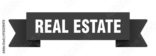 real estate ribbon isolated on transparent background. real estate ribbon