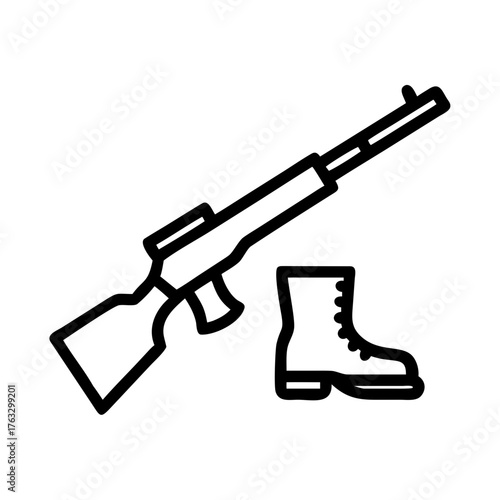 Rifle and military boot icon on transparent background for Veterans Day  