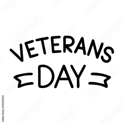 Veterans Day hand-lettered text on a transparent background  