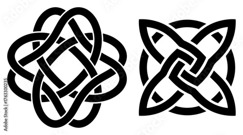 Black Celtic knot symbols vector illustration Set of traditional knotwork for logo or tattoo design