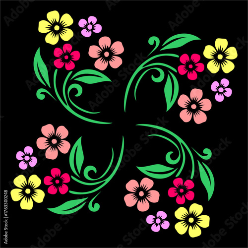 A colorful floral mandala radiating harmony, balance, and renewal—each petal dancing in rhythm with nature’s eternal melody of life and beauty.