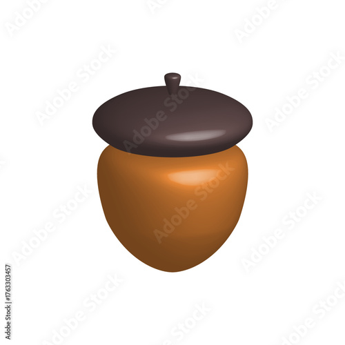 Acorn icon. Whole nut color sign. Oak nut symbol. Squirrel food pictogram. Autumn pictogram.