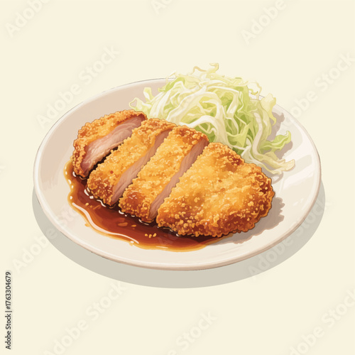 Japanese Tonkatsu Dish Close-Up