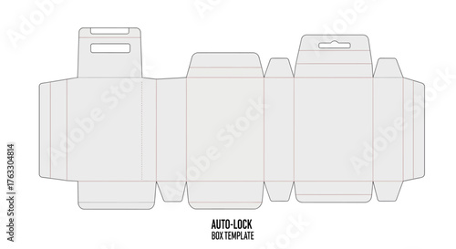 Clean Simple Auto Lock Packaging Box Die Cut Template Layout