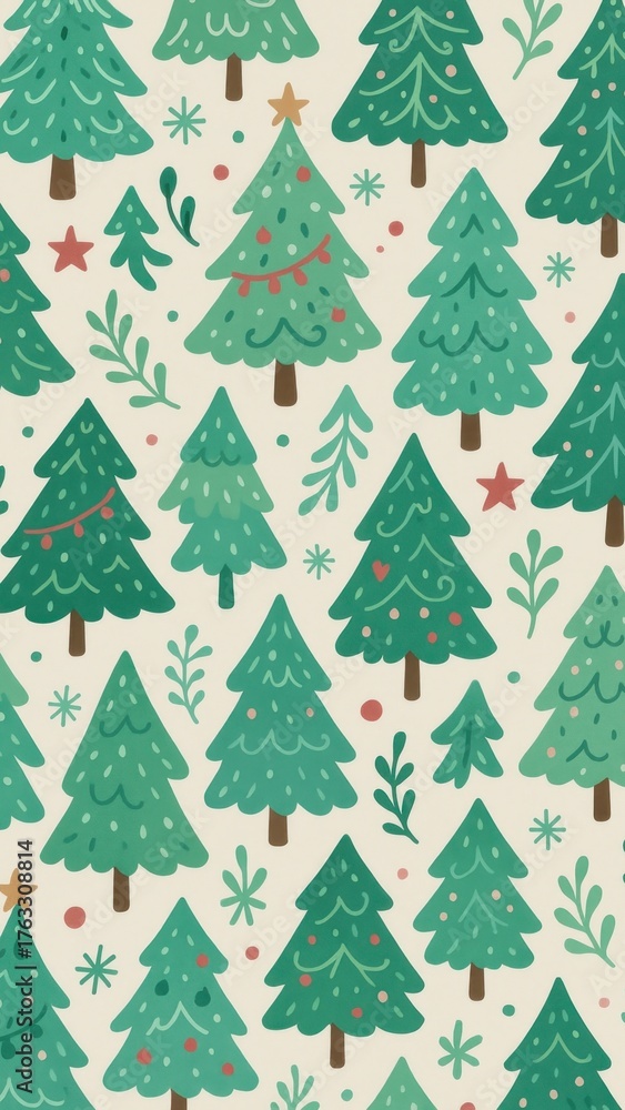 Obraz premium Whimsical festive tree pattern mobile wallpaper