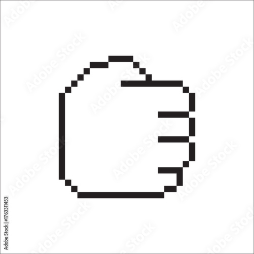 Pixelated clenched fist illustration, symbolizing action