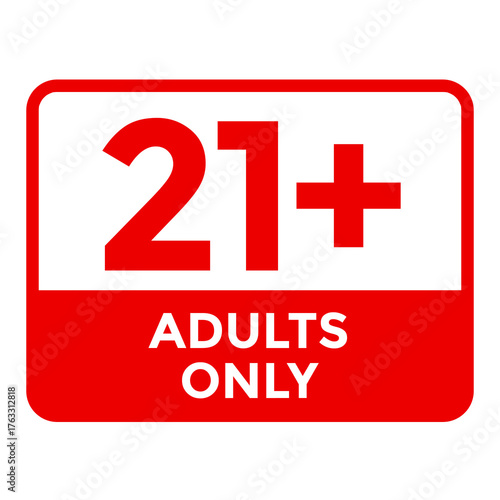 21 plus Adults Only Sign element red and white png file transparent background