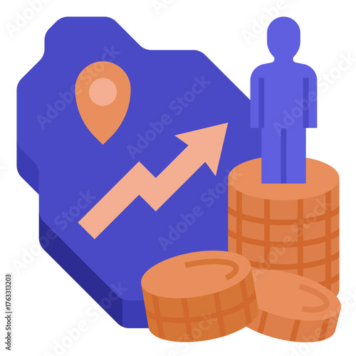 Gross Domestic Product Icon Flat Style