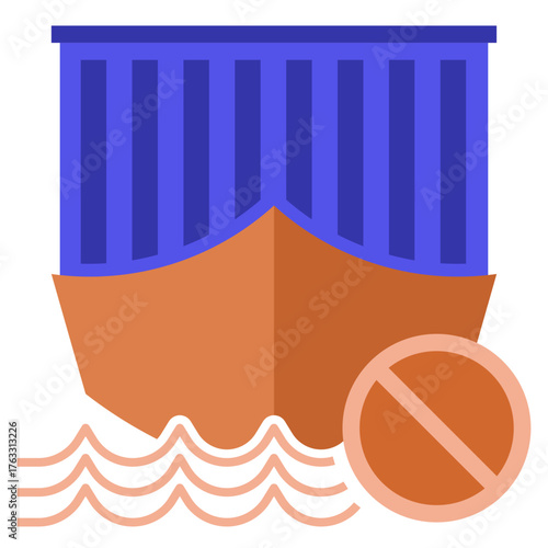 Import Ban Icon Flat Style