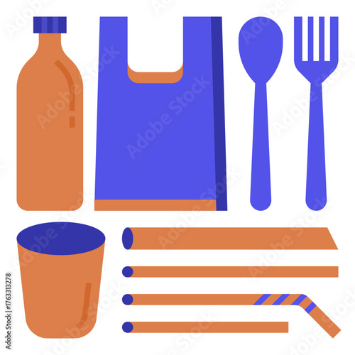 Plastics Icon Flat Style