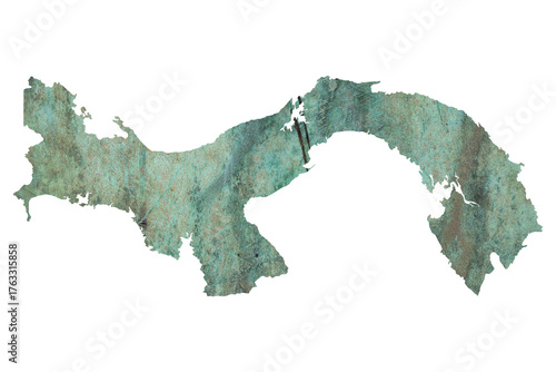 map of Panama on grunge green colored old metal surface	
