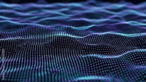 Wallpaper Mural Digital particle wave flowing across futuristic blue grid background animation footage Torontodigital.ca