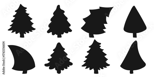 Set of winter illustrations in hand drawing style