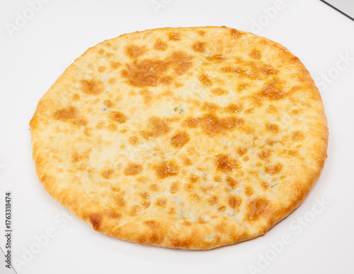 Georgian Lobiani Khachapuri With Golden Crust On White Background Ready For Stock Photo Use