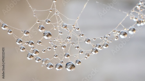 radial. Dew drops in a circular pattern along delicate spider web threads. wildlife magazines, conservation campaigns, designed for wildlife conservation campaigns, supports conservation.