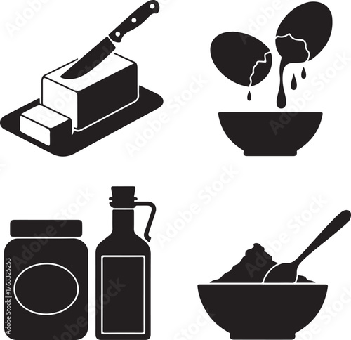 Essential Cooking and Baking Ingredients Icons