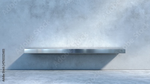 Modern Minimalist Shelf Against Textured Wall for Display Purposes