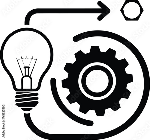 Vector illustration of idea generation and implementation process