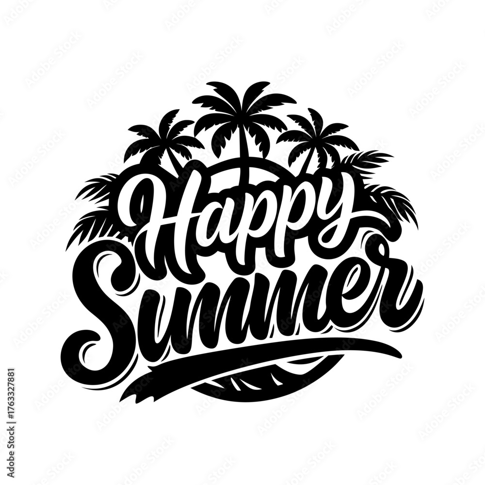 Fototapeta premium Happy Summer. Tropical Palm Trees Design