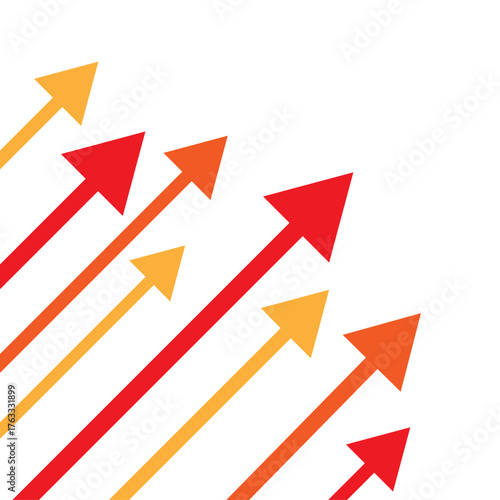 上に登っていく矢印のイラスト　暖色

