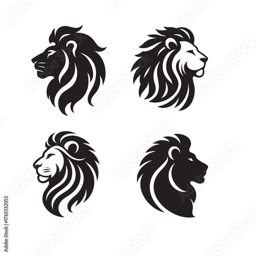 lion black and white animal silhouette vector