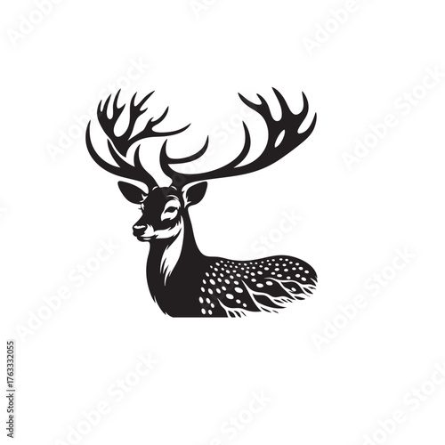 deer black and white animal silhouette vector
