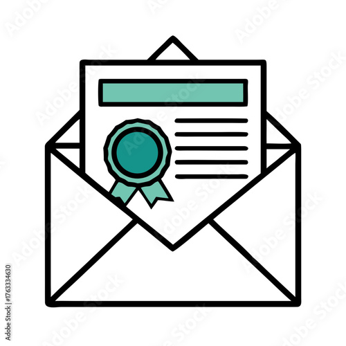 Official formal, letter by mail icon  with document and envelope design