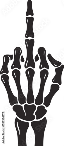 Skeleton hand giving the middle finger gesture