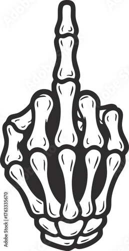Skeleton hand giving the middle finger gesture