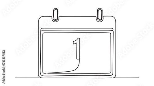 Simple line art illustration of a calendar page showing the first day of the month.