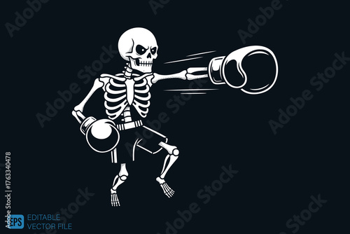 Skeleton Boxer Delivering a Powerful Punch in a Dynamic Pose.