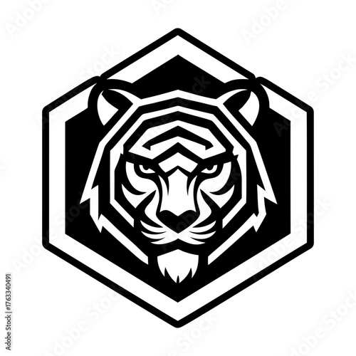 A glyph style icon showing a tiger mascot