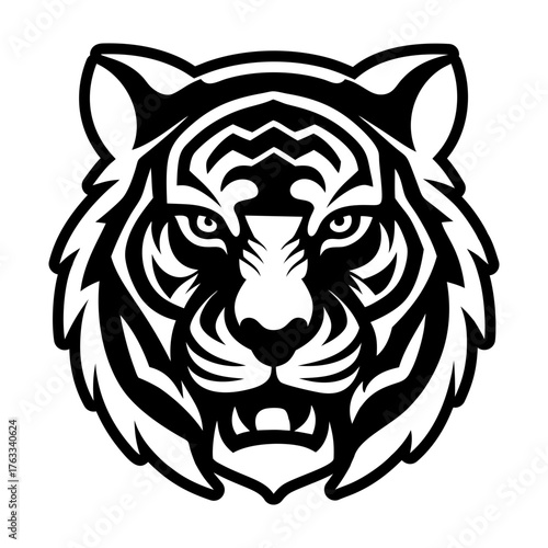 A solid style icon depicting a tiger face