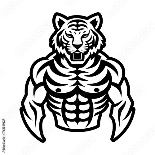 A glyph style icon showing a tiger logo