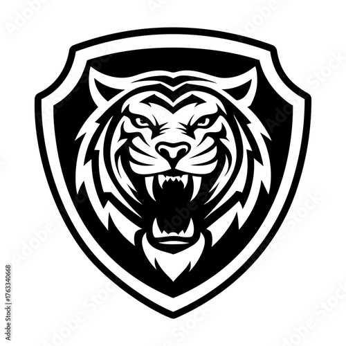 A solid style icon depicting a tiger face