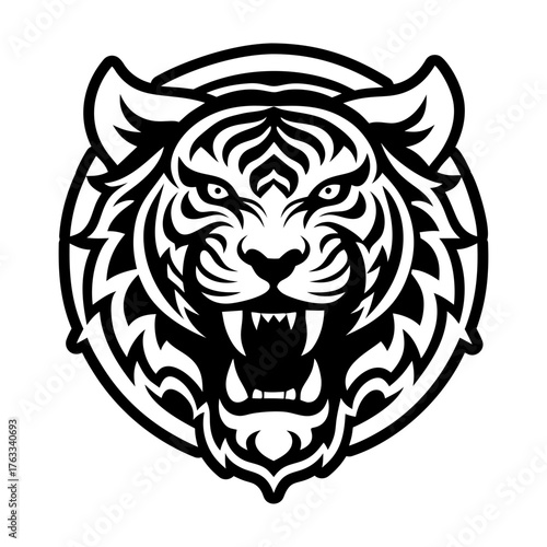 A glyph style icon showing a tiger mascot