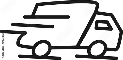 Doodle Moving Van Line Art – Hand Drawn Delivery Truck Icon