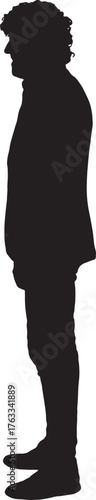 vector,  silhouette of side view of a man dressed in jacket standing