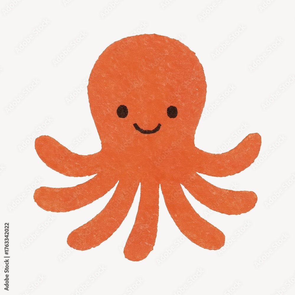 Obraz premium Cute smiling orange octopus illustration.