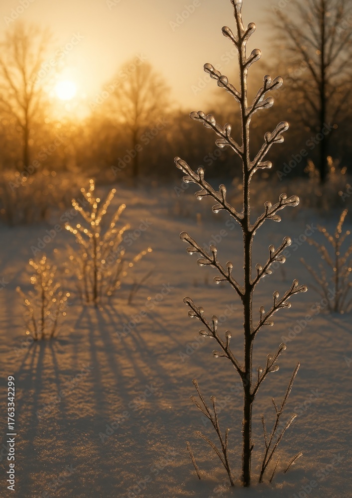 Obraz premium Serene winter sunrise landscape.