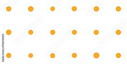 Minimal White Daisy Flowers with Orange Center Vector Set