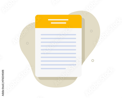 Text file document icon flat cartoon graphic illustration, claim form petition statement paper sign symbol modern design, submission information, education or study letter application image clip art